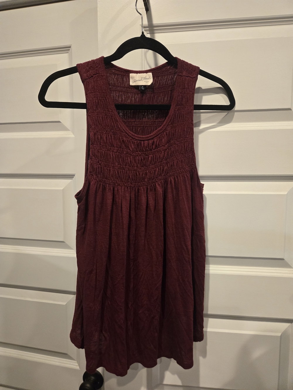 Burgundy Smocked Yoke Tank Top